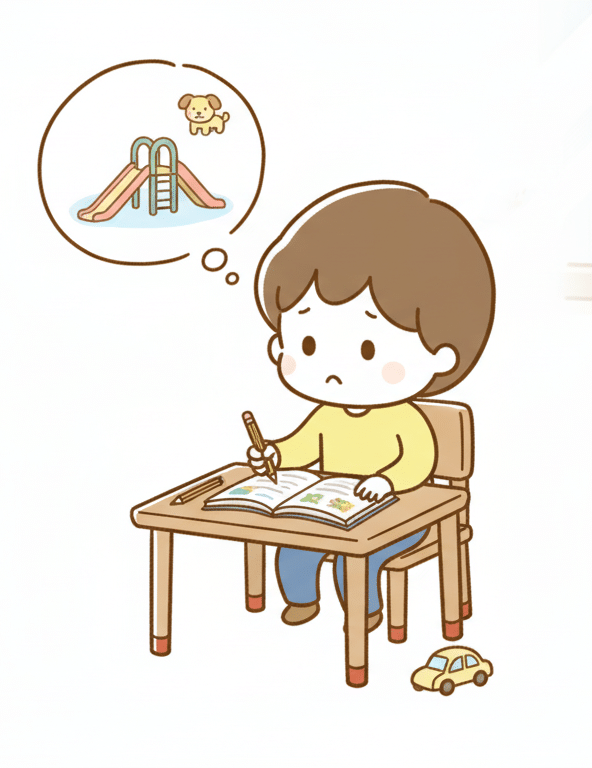 勉強や宿題に集中するのが難しいイメージ